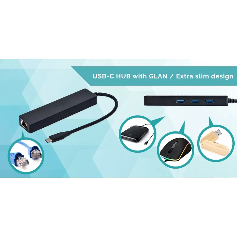 i-tec Advance USB-C tenký pasívny HUB 3 porty + Gigabit Ethernet adaptér