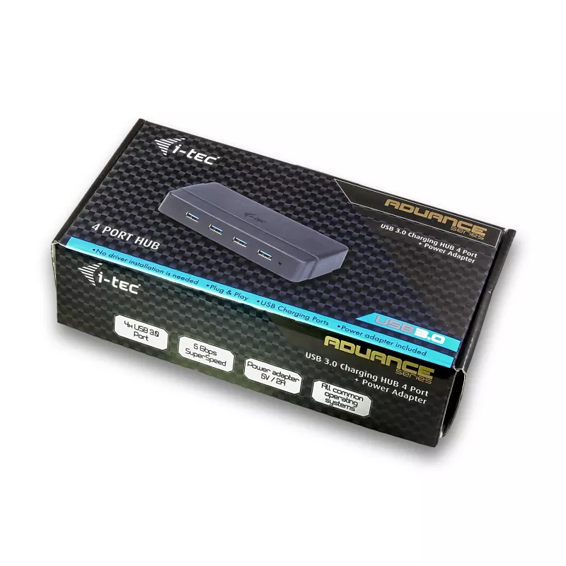 i-tec USB 3.0 nabíjací HUB 4 porty napájací zdroj USB 3.2 Gen 1 Type-B