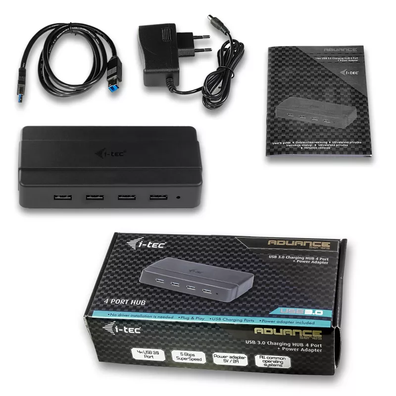 i-tec USB 3.0 nabíjací HUB 4 porty napájací zdroj USB 3.2 Gen 1 Type-B