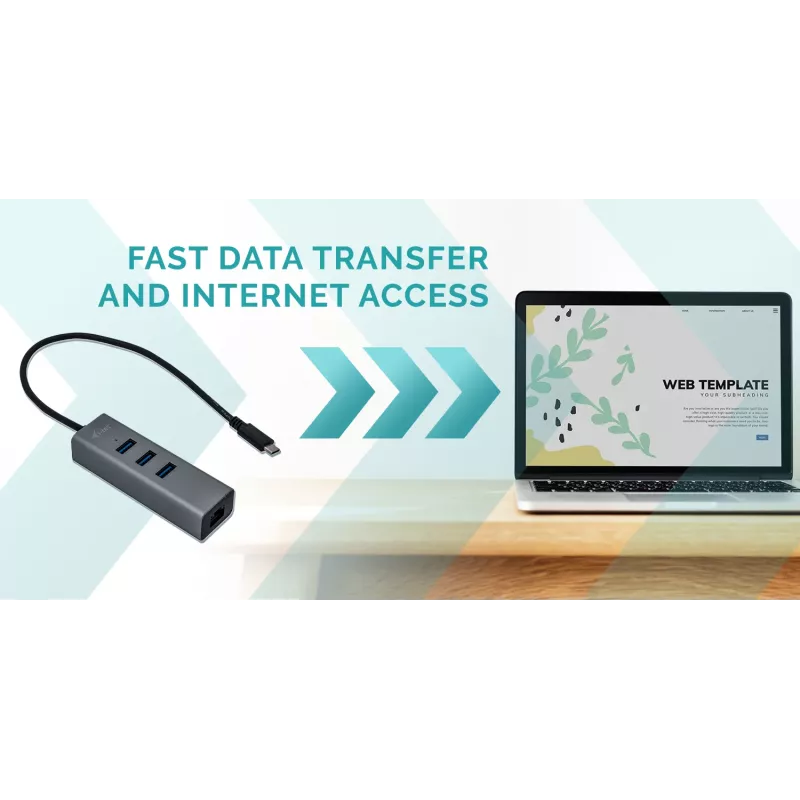 i-tec Metal USB-C HUB 3 porty + Gigabit Ethernet adaptér