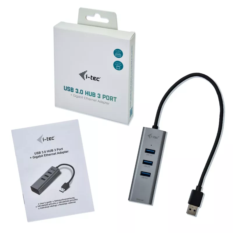 i-tec Metal USB 3.0 HUB 3 porty + Gigabit Ethernet adaptér