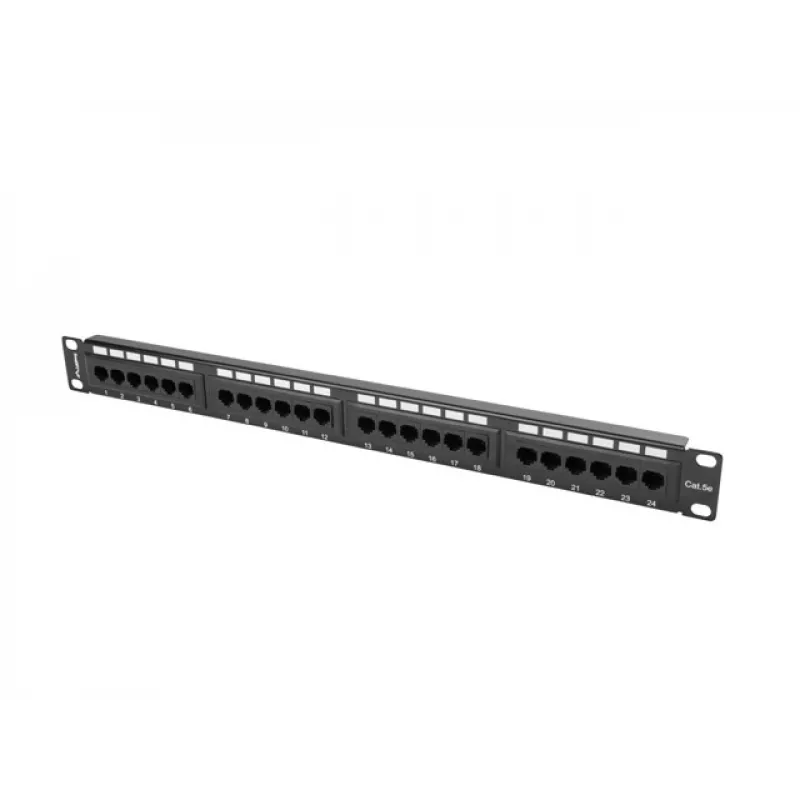 Lanberg PPU5-1024-B prepojovací panel, 24 portov, 1U, 19 palcov, Cat5e UTP, kovový, čierny