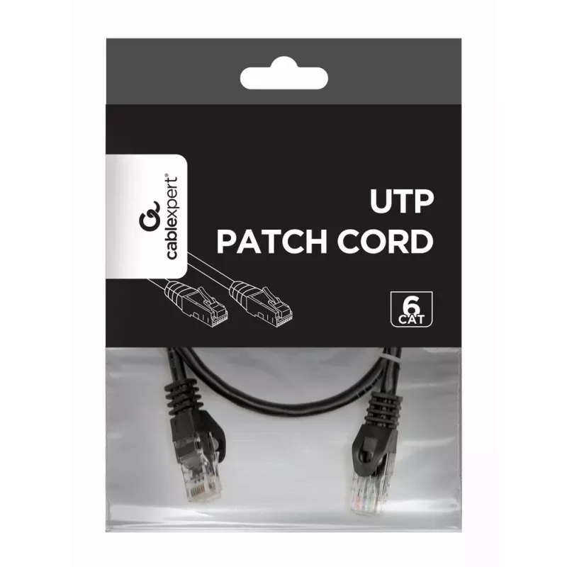 Sieťový kábel Gembird PP6U-0.5M čierny Cat6 U/UTP