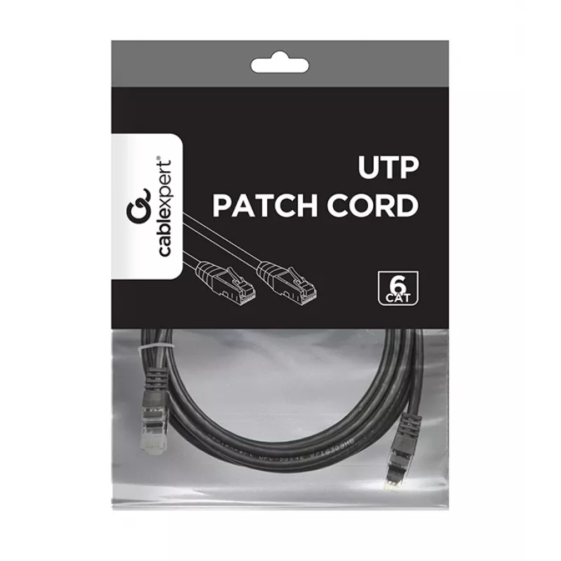 Sieťový kábel Gembird PP6U-3M/BK RJ-45 Cat6 3 m čierny