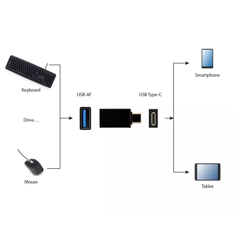 USB grafický adaptér Gembird A-USB3-CMAF-01 — USB Type-C na USB (USB 2.0 / 3.2 Gen 1), kompaktný čierny