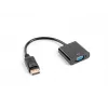 Video káblový adaptér LANBERG AD-0002-BK — VGA (samica) na DisplayPort (samec), 0,2 m, 1920×1200@60Hz, DP 1.1a, čierny