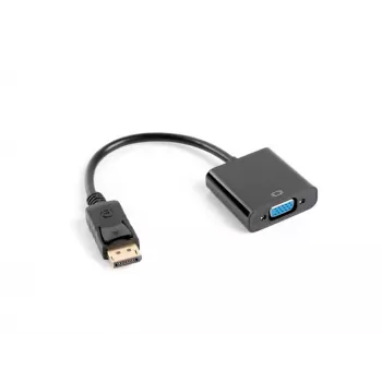 Video káblový adaptér LANBERG AD-0002-BK — VGA (samica) na DisplayPort (samec), 0,2 m, 1920×1200@60Hz, DP 1.1a, čierny