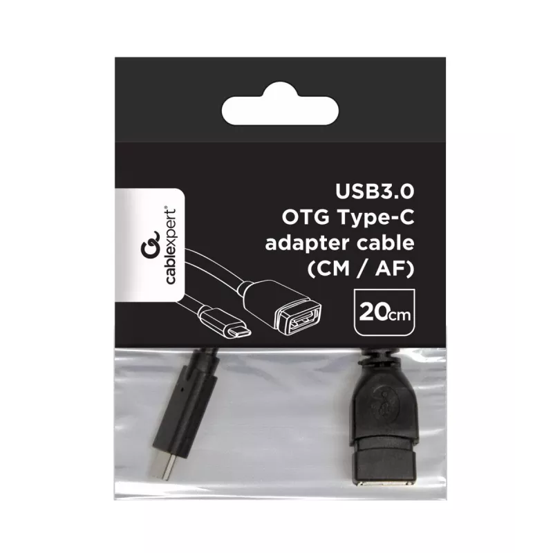 USB kábel Gembird A-OTG-CMAF3-01, USB‑C na USB‑A, 0,2 m, čierny