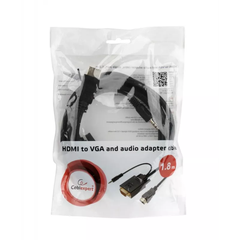 GEMBIRD HDMI na VGA a audio adaptérový kábel, jeden konektor, 3 m, čierny