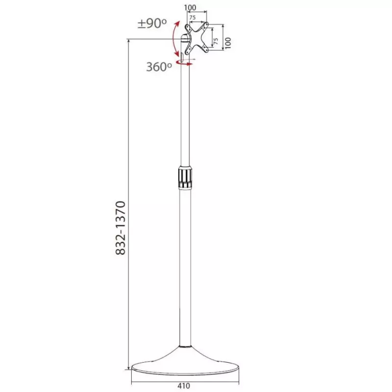 Techly ICA-TR10 stojan na reklamnú obrazovku 68,6 cm (27
