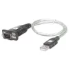 USB na sériový adaptér Techly IDATA USB-SER-2T, konektor USB-A samec na konektor DB-9 samec, 0,45 m, priehľadný biely