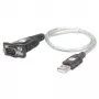 USB na sériový adaptér Techly IDATA USB-SER-2T, konektor USB-A samec na konektor DB-9 samec, 0,45 m, priehľadný biely