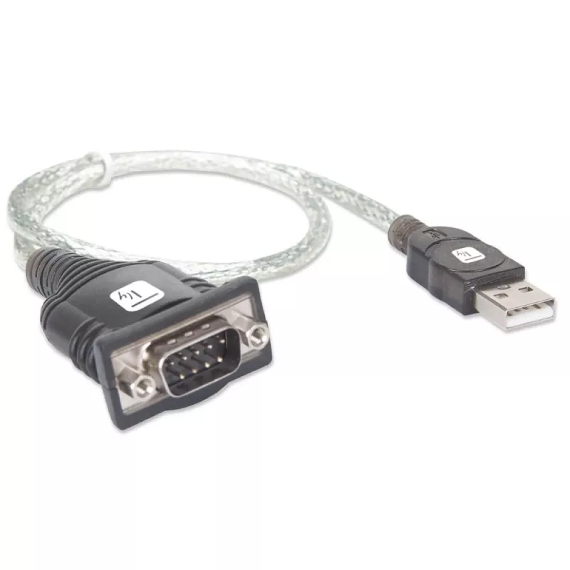 USB na sériový adaptér Techly IDATA USB-SER-2T, konektor USB-A samec na konektor DB-9 samec, 0,45 m, priehľadný biely