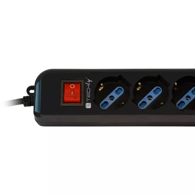 Techly predlžovacia zásuvka 6 zásuviek čierna s VDE konektorom IUPS-PCP-6V