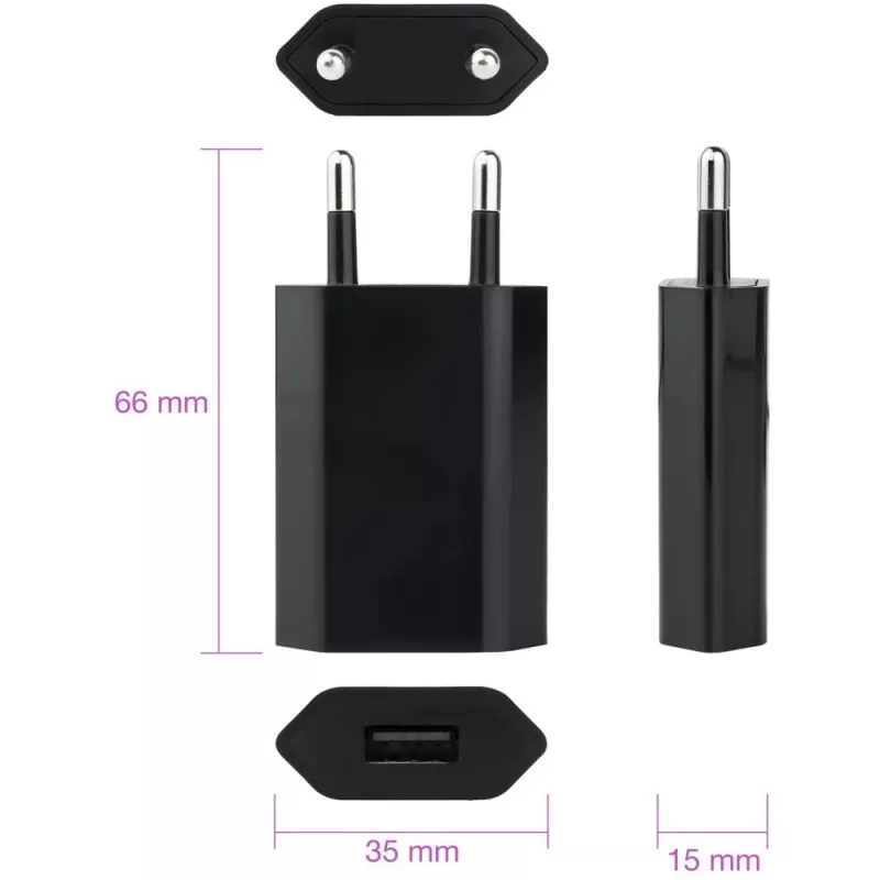 Techly kompaktná nabíjačka USB 1A európska zástrčka čierna