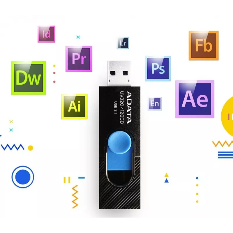 ADATA UV320 USB flash disk 128 GB USB Type-A 3.2 Gen 1 (3.1 Gen 1) čierny, modrý