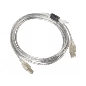 LANBERG USB kábel USB 2.0 USB B – 3 m priehľadný