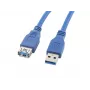 Kábel USB-A na USB-A LANBERG CA-US3E-10CC-0018-B 1,8 m, USB 3.0, modrý, 4800 Mbit/s