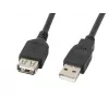 Kábel USB A na A LANBERG CA-USBE-10CC-0018-BK, USB 2.0, 1,8 m, čierny