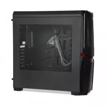 PC skriňa IBOX ORCUS X14 Midi Tower čierna — ITX/ATX, bočné okno, červené osvetlenie, 3×3,5-palcové pozície, 2×2,5-palcové pozície, 1×5,25-palcová, USB 3.2 Gen1 Type-A