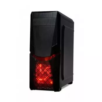 PC skriňa IBOX ORCUS X14 Midi Tower čierna — ITX/ATX, bočné okno, červené osvetlenie, 3×3,5-palcové pozície, 2×2,5-palcové pozície, 1×5,25-palcová, USB 3.2 Gen1 Type-A
