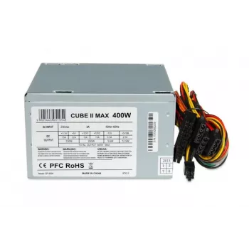 Napájací zdroj ATX IBOX CUBE II 400 W — 20+4-pin, 120 mm ventilátor, strieborný