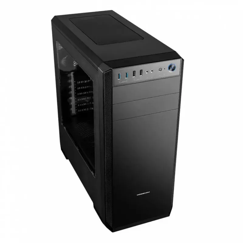 PC skriňa Modecom Oberon Pro Midi Tower, ATX/Micro ATX/ITX, bočné okno, grafická karta do 395 mm, 2x USB 3.0, čierna