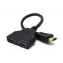 HDMI kábel Gembird DSP-2PH4-04 — HDMI typ A konektor samec na 2× HDMI typ A konektor samica, čierny, rovné konektory
