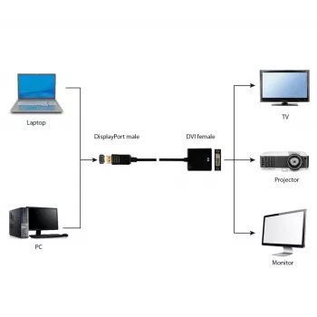 GEMBIRD adaptérový kábel DisplayPort na DVI – čierny