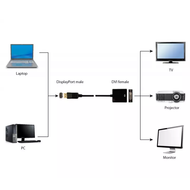 GEMBIRD adaptérový kábel DisplayPort na DVI – čierny