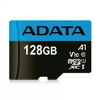 MicroSDXC Flash pamäť ADATA 128 GB UHS‑I Class 10 — 85 MB/s čítanie, 25 MB/s zápis, vodotesná, s SD adaptérom