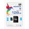 MicroSDXC Flash pamäť ADATA 128 GB UHS‑I Class 10 — 85 MB/s čítanie, 25 MB/s zápis, vodotesná, s SD adaptérom
