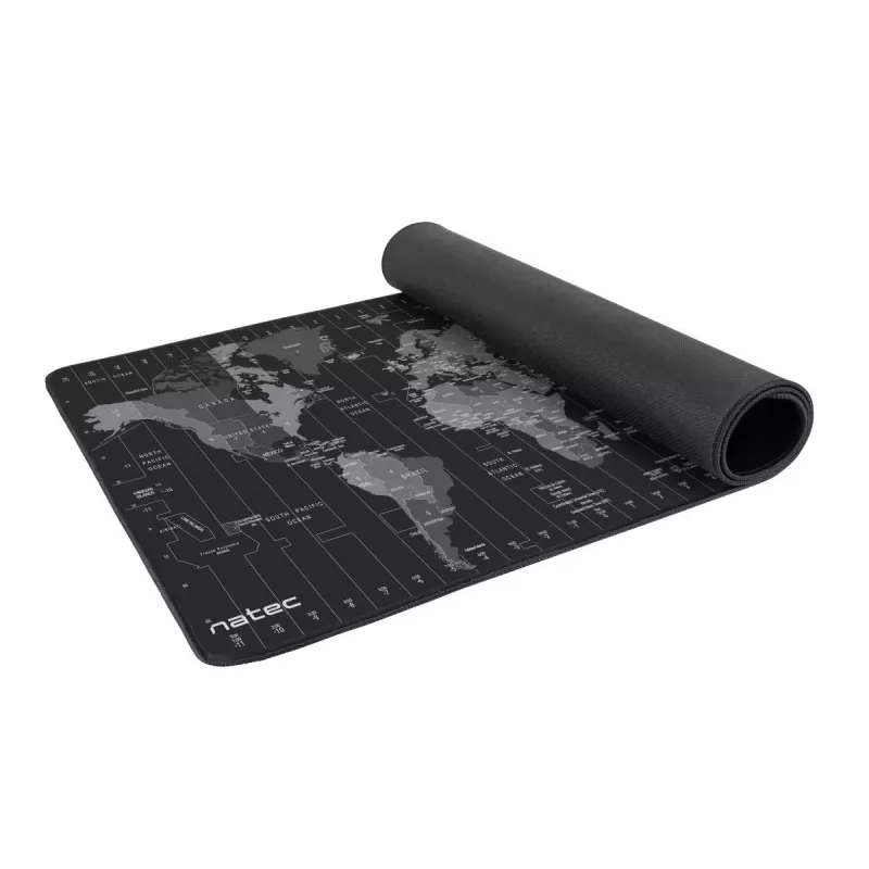 Podložka pod myš NATEC Time Zone Map Maxi — textil 400×800 mm, 2,5 mm, vodoodpudivá, protišmyková