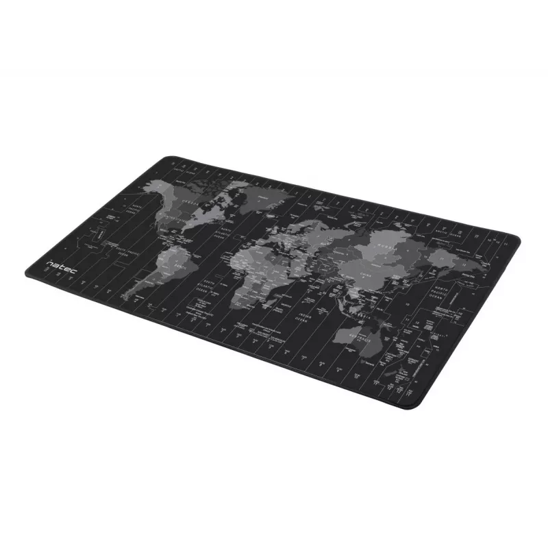Podložka pod myš NATEC Time Zone Map Maxi — textil 400×800 mm, 2,5 mm, vodoodpudivá, protišmyková