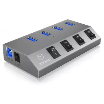 ICY BOX IB-HUB1405 USB 3.2 Gen 1 (3.1 Gen 1) Type-B 5000 Mbit/s antracitová