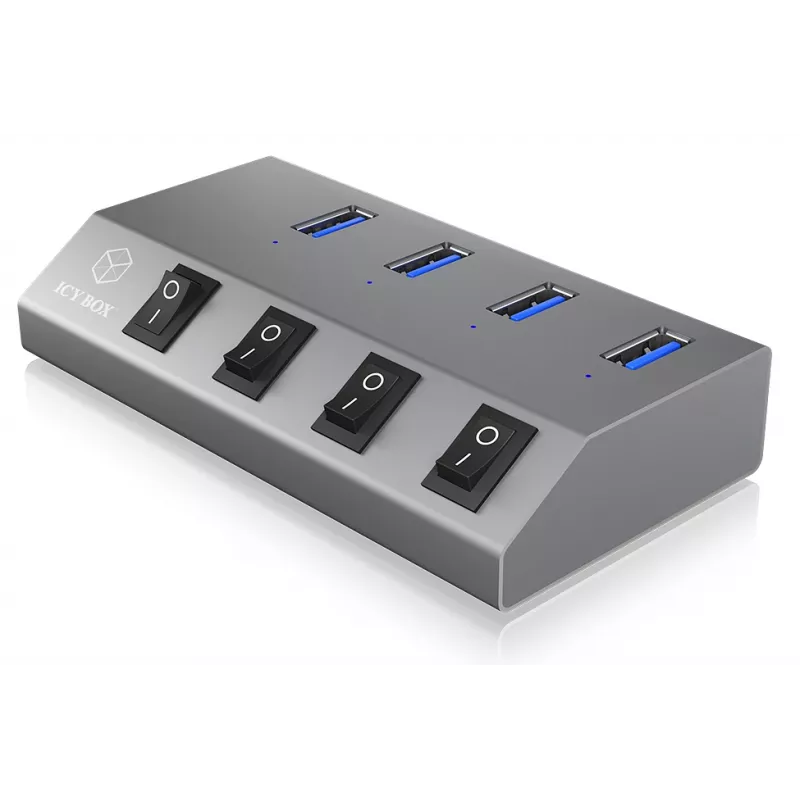 ICY BOX IB-HUB1405 USB 3.2 Gen 1 (3.1 Gen 1) Type-B 5000 Mbit/s antracitový