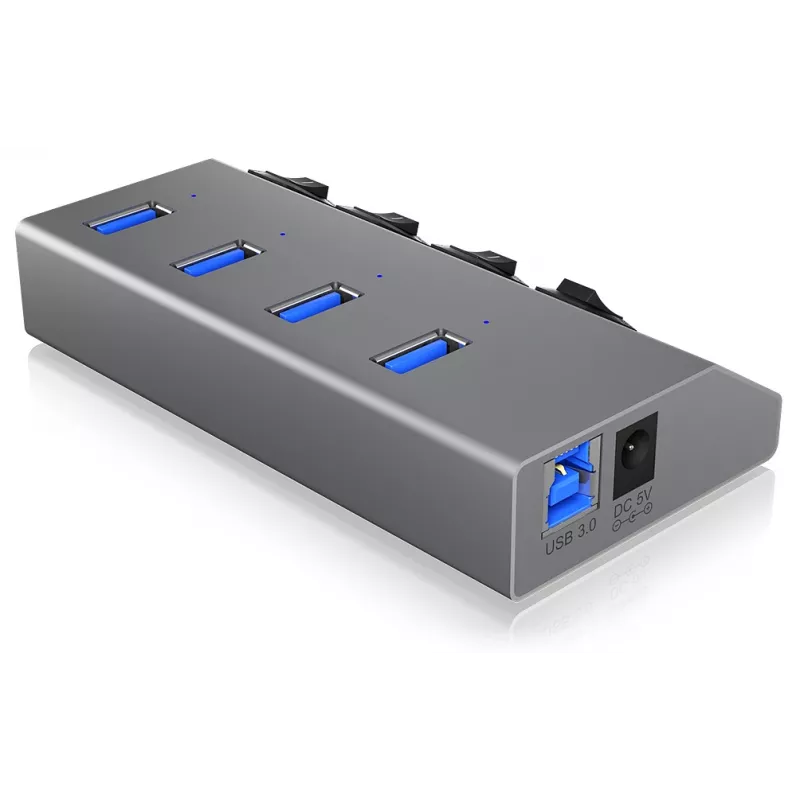 ICY BOX IB-HUB1405 USB 3.2 Gen 1 (3.1 Gen 1) Type-B 5000 Mbit/s antracitový