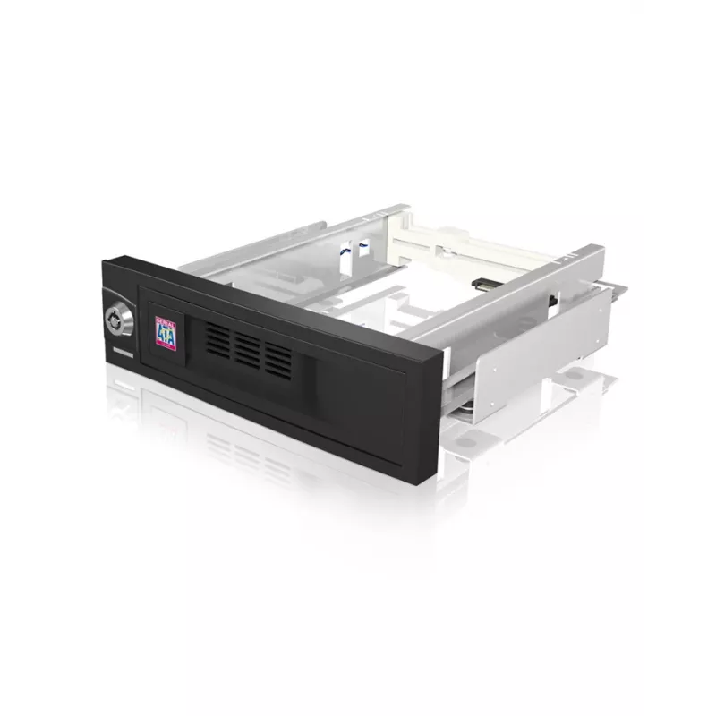 ICY BOX IB-168SK-B vyberateľný rám bez šuplíka pre SATA HDD 3,5″ do pozície 5,25″ (13,3 cm), so zámkom, čierny