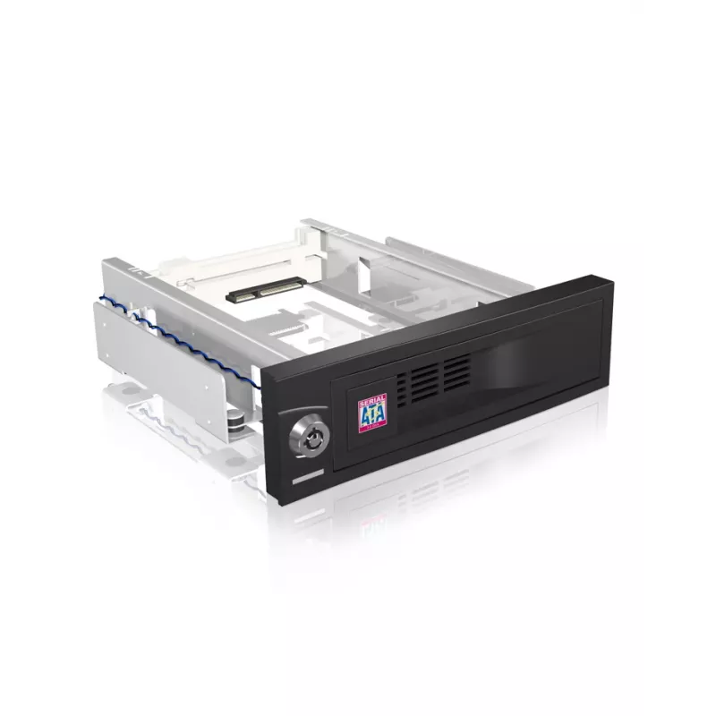 ICY BOX IB-168SK-B vyberateľný rám bez šuplíka pre SATA HDD 3,5″ do pozície 5,25″ (13,3 cm), so zámkom, čierny