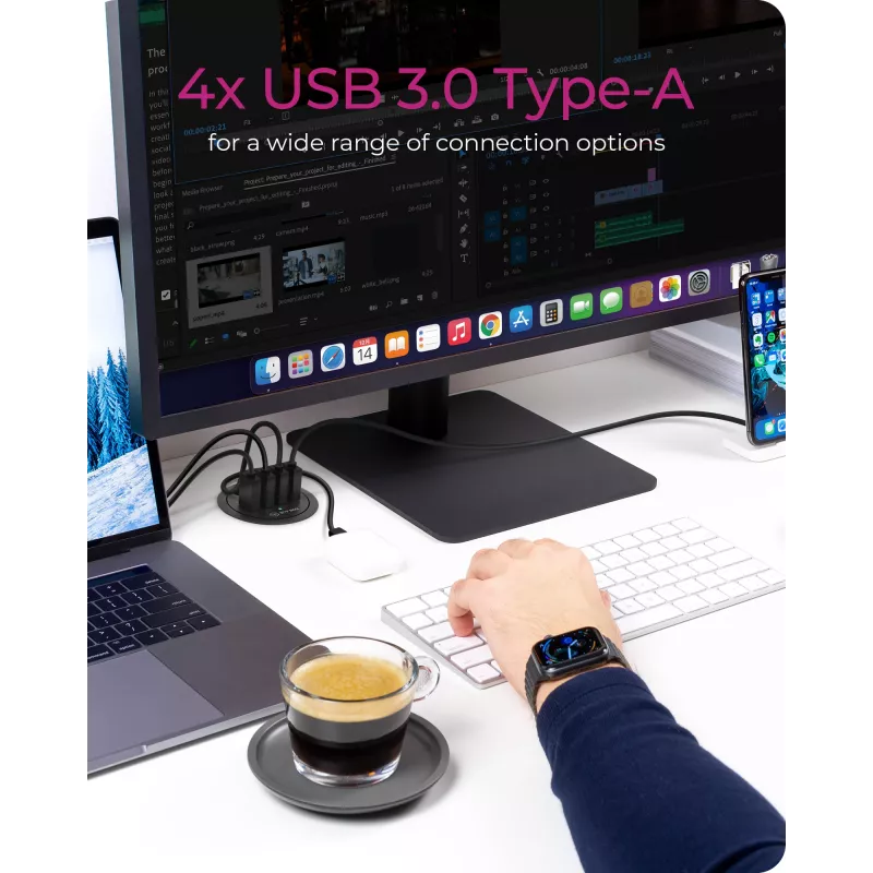 ICY BOX IB-HUB1403 USB 3.2 Gen 1 (3.1 Gen 1) Type-A 5000 Mbit/s čierny