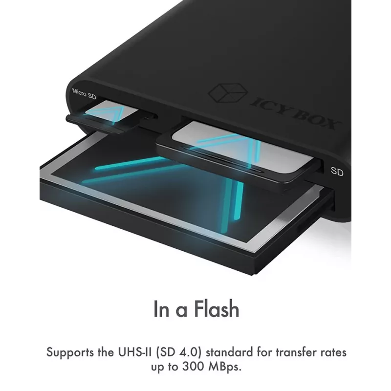 ICY BOX IB-CR301-U3 čítačka kariet USB 3.2 Gen 1 (3.1 Gen 1) čierny