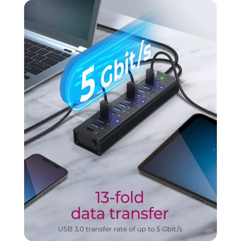 ICY BOX IB-AC6113 USB 3.2 Gen 1 (3.1 Gen 1) Type-B 5000 Mbit/s čierny