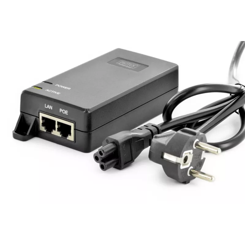 DIGITUS PoE+ injektor, 802.3at 10/100/1000 Mbps výstup max. 48V, 30W