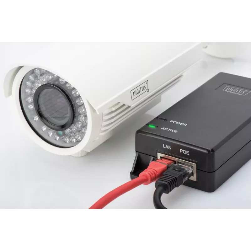 DIGITUS PoE+ injektor, 802.3at 10/100/1000 Mbps výstup max. 48V, 30W