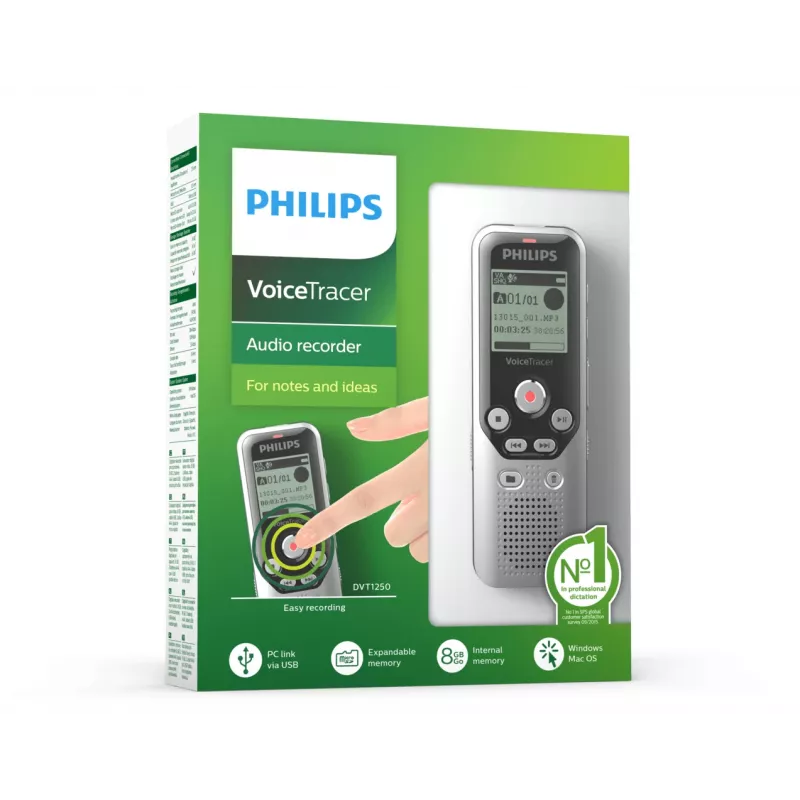 Philips DVT1250 diktafón interná pamäť & flash karta čierna, sivá