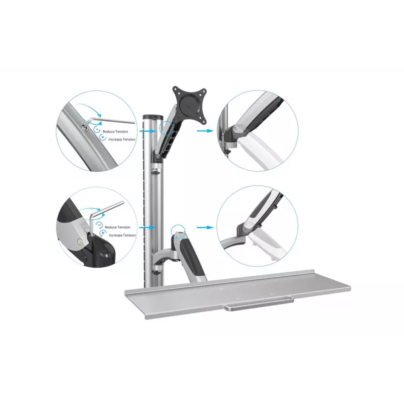 DIGITUS flexibilný nástenný držiak na pracovisko pre monitor a klávesnicu (DA-90354)