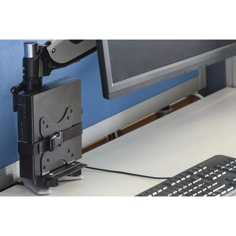 DIGITUS multifunkčný mini držiak na stolový PC na stôl, svorku alebo medzi držiak monitora, VESA 75x75, 100x100