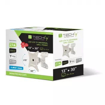 Techly nástenný držiak pre LCD LED 13-30 palcov, plne pohyblivý, biely