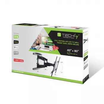 Techly 40-80 ultra tenký plne pohyblivý nástenný držiak na LCD TV čierna“ ICA-PLB 172L