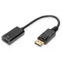 DIGITUS ASSMANN DisplayPort adaptérový kábel, DP - HDMI typ A M/F, 20 cm so zaistením, HDMI ver. 2.0, aktívny, CE, zlatý, čierny